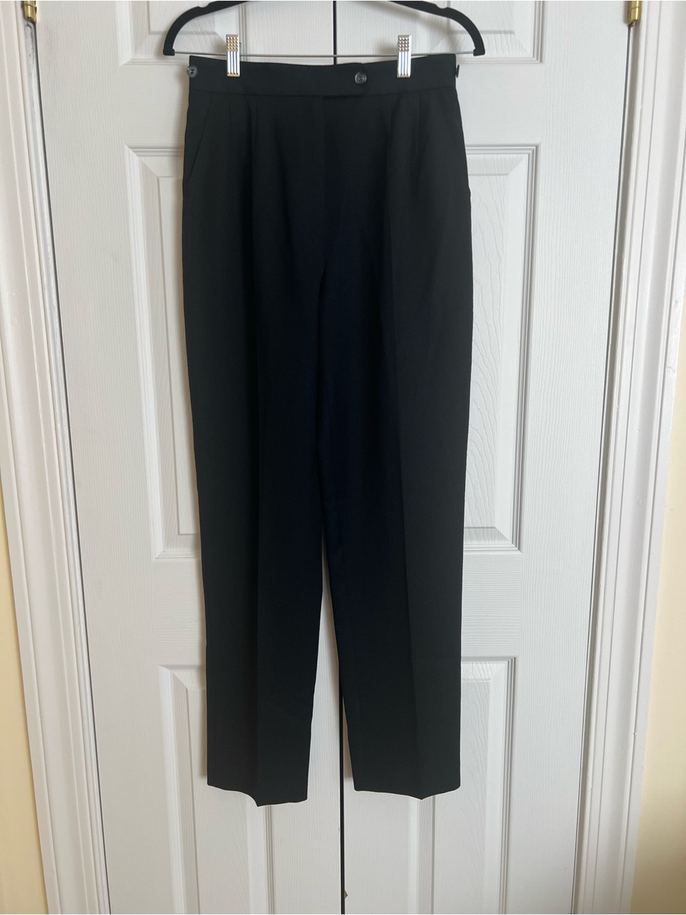 NWT Harvé Benard Bernard Holtzman 100% Wool Black Trousers Size 6